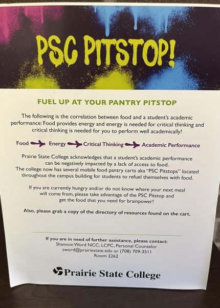 PSC Pitstops fliers explain the program and say that PSC "acknowledges that a student's academic performance can be negatively impacted by a lack of access to food."